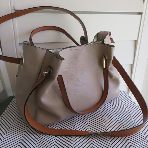 RODE SKO Handbags - RODE SKO 3-Way Bag Shoulder Bag Faux Leather Gray Coffee Women's